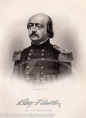 BENJAMIN BUTLER CIVIL WAR GENERAL ANTIQUE GRAPHIC ENGRAVING PRINT 1863 - K-townConsignments