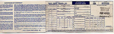 TWA TRANS WORLD AIRLINES DAYTON VINTAGE GRAPHIC ADVERTISING FLIGHT TICKET STUB - K-townConsignments