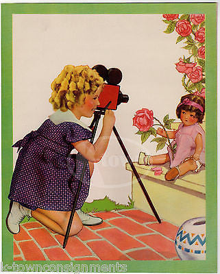 SHIRLEY TEMPLE MAKING MOVIE CUTE BABY DOLL ANTIQUE GRAPHIC ILLUSTRATION PRINT - K-townConsignments