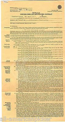 EDWARD LISBONA ELVIS SONG GENTLY VINTAGE AUTOGRAPH SIGNED MUSIC CONTRACT 1950 - K-townConsignments