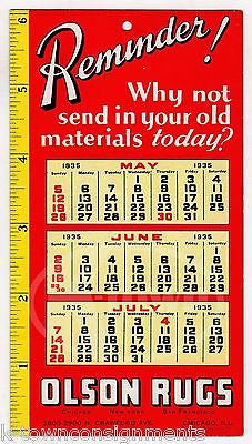 OLSON RUGS CHICAGO ILLINOUS 6-INCH RULER VINTAGE GRAPHIC ADVERTISING INK BLOTTER - K-townConsignments