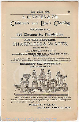 SHARPLESS & WATTS MARKET ST POTTERY TERRA COTTA PHILA PA ANTIQUE ENGRAVING PRINT - K-townConsignments