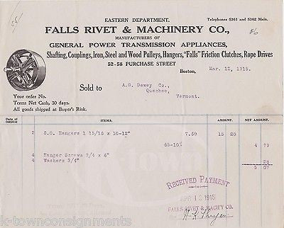 BOSTON TRANSMISSION FALLS RIVET MACHINERY ANTIQUE GRAPHIC ADVERTISING STATIONERY - K-townConsignments