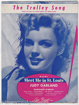 JUDY GARLAND MEET ME IN ST. LOUIS TROLLEY SONG VINTAGE GRAPHIC SHEET MUSIC 1940 - K-townConsignments
