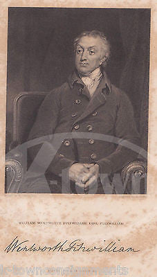 EARL WILLIAM WENTWORTH FITZWILLIAM OF BRITAIN ANTIQUE GRAPHIC ENGRAVING PRINT - K-townConsignments