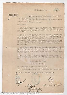 JUAN PERON ARGENTINA PRESIDENT MILITARY OFFICER WWII AUTOGRAPH SIGNED DOCUMENT - K-townConsignments