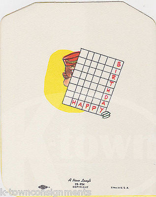 TIC-TAC-TOE MONKEY CUTE GAME VINTAGE UNUSED GRAPHIC ART BIRTHDAY GREETGINS CARD - K-townConsignments