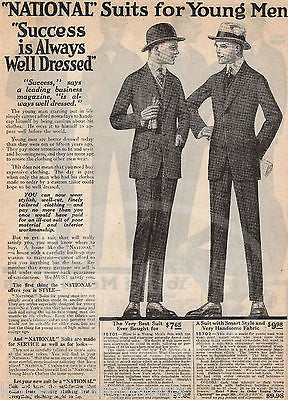 NATIONAL CLOAK & SUIT COMPANY YOUNG MENS FASHIONS ANTIQUE ADVERTISING PRINT - K-townConsignments