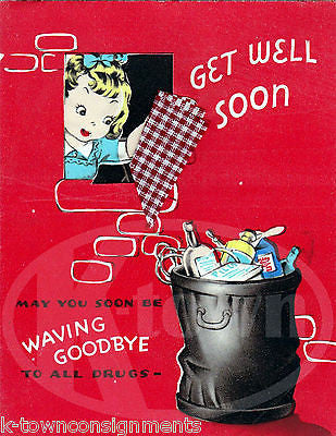 Cuttin Up a Rug Dancing Girl Get Well Soon Vintage Pharmaceuticals Greeting Card - K-townConsignments