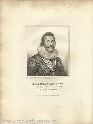 SECOND DUDLEY LORD NORTH EARL OF GUILDFORD ANTIQUE PORTRAIT ENGRAVING PRINT 1806 - K-townConsignments