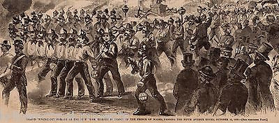 NEW YORK CITY FIREFIGHTERS ON PARADE ANTIQUE FIREMEN GRAPHIC ENGRAVING PRINT - K-townConsignments