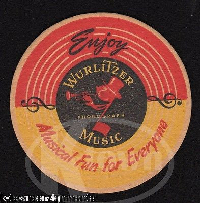 WURLITZER MUSIC FUN FOR EVERYONE VINTAGE GRAPHIC ADVERTISING BEER COASTER - K-townConsignments