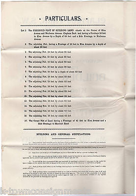 CLAPHAM PARK KLEA AVENUE LONDON ANTIQUE LAND SALE ADVERTISING BROADSIDE FLYER - K-townConsignments