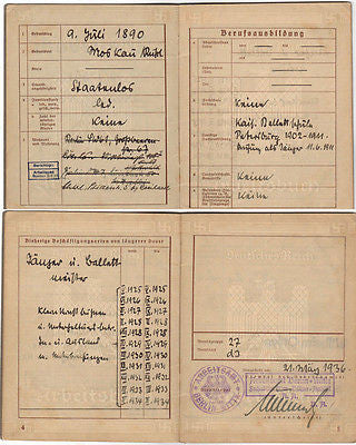 WWII BERLIN GERMANY ART DEALER ORIGINAL WORK PASSPORT TRAVEL DOCUMENTS 1935-1939 - K-townConsignments