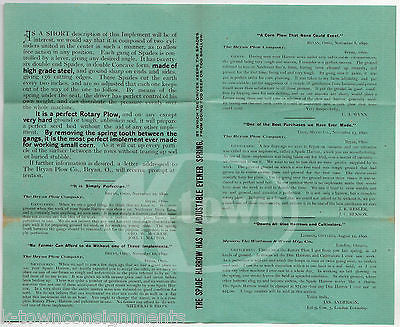 BRYAN PLOW COMPANY SPADE HARROW BRYAN OHIO ANTIQUE GRAPHIC ADVERTISING FLYER - K-townConsignments