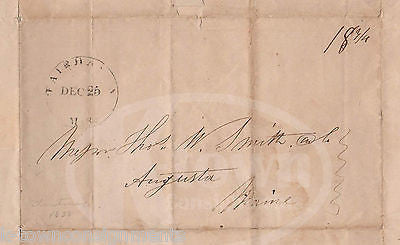 THOMAS W. SMITH AUGUSTA MAINE ANTIQUE AUTOGRAPH SIGNED LETTER POSTAL STAMP 1835 - K-townConsignments