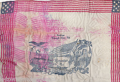 CAMP LEE VIRGINIA REMEMBER ME SWEETHEART VINTAGE WWI HOMEFRONT HANDKERCHIEF - K-townConsignments