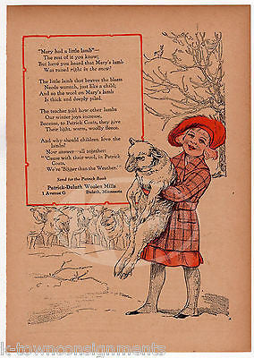 MARY HAD A LITTLE LAMB POEM ANTIQUE GRAPHIC ADVERTISING ILLUSTRATION PRINT - K-townConsignments