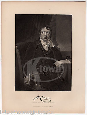 JOHN PHILPOT CURRAN IRISH ORATOR ANTIQUE PORTRAIT ENGRAVING PRINT BIO - K-townConsignments