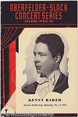 KENNY BAKER CHRISTIAN SCIENCE STAGE ACTOR AUTOGRAPH SIGNED CONCERT PROGRAM - K-townConsignments