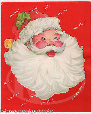 Ho! Ho! Ho! Jolly Old Saint Nick Vintage Santa Clause Graphic Art Christmas Card - K-townConsignments