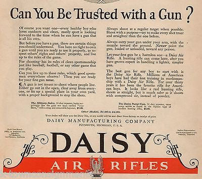 DAISY AIR RIFLES CAN YOU BE TRUSTED WITH A GUN VINTAGE ADVERTISING POSTER PRINT - K-townConsignments