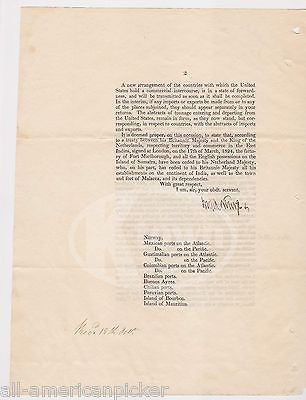 JOSEPH NOURSE 1st UNITED STATES TREASURY HEAD AUTOGRAPH SIGNED TREATY DOCUMENT - K-townConsignments