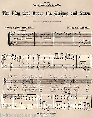 FLAG THAT BEARS THE STARS & STRIPES GRAND ARMY OF THE REPUBLIC SHEET MUSIC 1876 - K-townConsignments