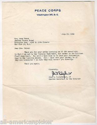Jay John D. Rockefeller IV Autograph Signed Early Peace Corps Letterhe ...