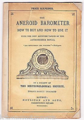 ANEROID BAROMETER ANTIQUE METEOROLOGICAL SOCIETY ILLUSTRATED GUIDE BOOK 1866 - K-townConsignments