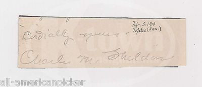 CHARLES SHELDON SOCIAL GOSPEL AUTHOR MINISTER ORIGINAL AUTOGRAPH SIGNATURE 1910 - K-townConsignments