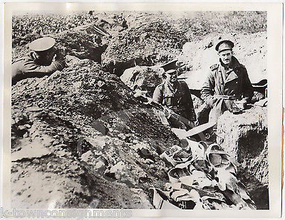 WWI BRITISH SOLDIERS ON THE FRENCH LINE AISNE FRANCE ANTIQUE PRESS PHOTO 1914 - K-townConsignments