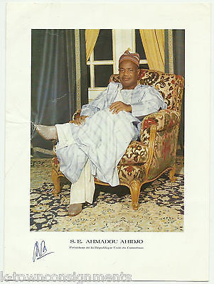 AHMADOU AHIDJO CAMEROON PRESIDENT ORIGINAL AUTOGRAPH SIGNED PHOTO PRINT - K-townConsignments