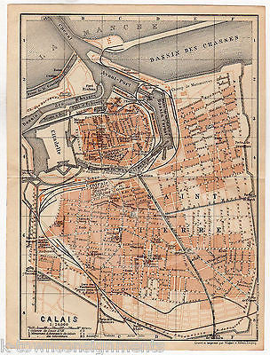 CALAIS FRANCE SAINT PIERRE ANTIQUE TRAVEL CITY MAP WAGNER & LEIPZIG 1909 - K-townConsignments