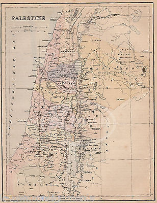 Palestine Israel Map Old Testament Middle East Antique Bible Print - K-townConsignments