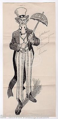 Uncle Sam US Army Umbrella Vintage Signed Patriotic Ink Sketch Drawing & Print - K-townConsignments