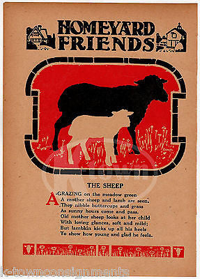 THE SHEEP BARNYARD FRIEND POEM ANTIQUE NURSERY RHYME GRAPHIC ILLUSTRATION PRINT - K-townConsignments