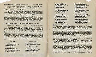 SISTERS SYMPHONY ORCHESTRA ANTIQUE NY PHILHARMONIC SOCIETY CONCERT PROGRAM 1902 - K-townConsignments
