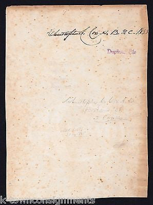 CHRISTOPHER CHRISTIAN COX CIVIL WAR ARMY OF POTOMAC SURGEON AUTOGRAPH SIGNATURE - K-townConsignments