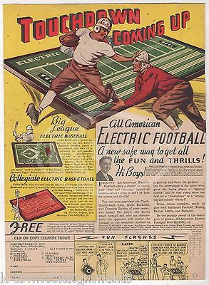 ELECTRIC FOOTBALL BASEBALL COLLEGE BASKETBALL ANTIQUE TOYS ADVERTISING PRINT - K-townConsignments