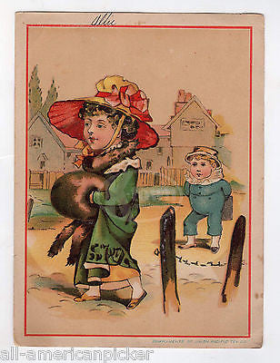 UNION PACIFIC TEA NEW YORK FANCY LADY & BOY ANTIQUE VICTORIAN TRADE CARD - K-townConsignments