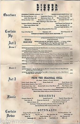 HOTEL MANHATTAN THE PLAYBILL RESTAURANT VINTAGE BROADWAY SHOW THEME DINNER MENU - K-townConsignments