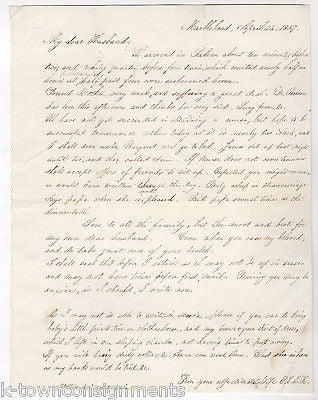 MARBLEHEAD MASS LETTER TO HUSBAND DYING MOTHERS BEDSIDE LETTER BOSTON 1857 - K-townConsignments