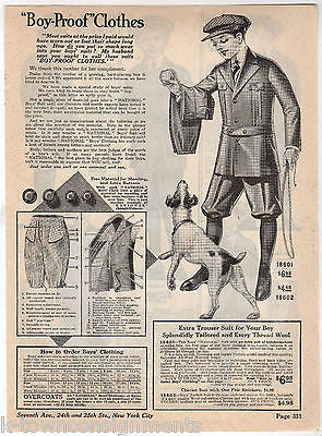 LITTLE BOYS CLOTHING FASHIONS TROSER SUITS ANTIQUE GRAPHIC ADVERTISING PRINT - K-townConsignments