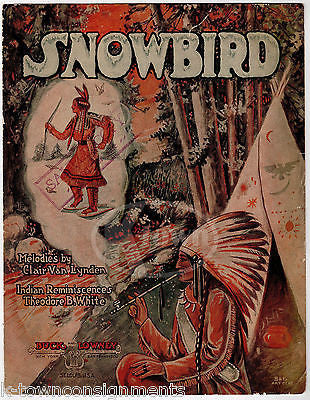 Snowbird Native American Indian Graphics Antique Sample Copy Sheet Mus ...