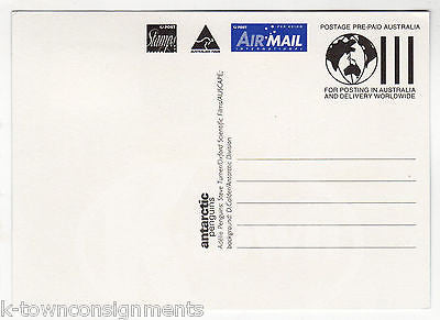 KINGSTON TAS PENGUINS AUSTRALIAN ANTARCTIC TERRITORY STAMPED UNUSED POSTCARD - K-townConsignments