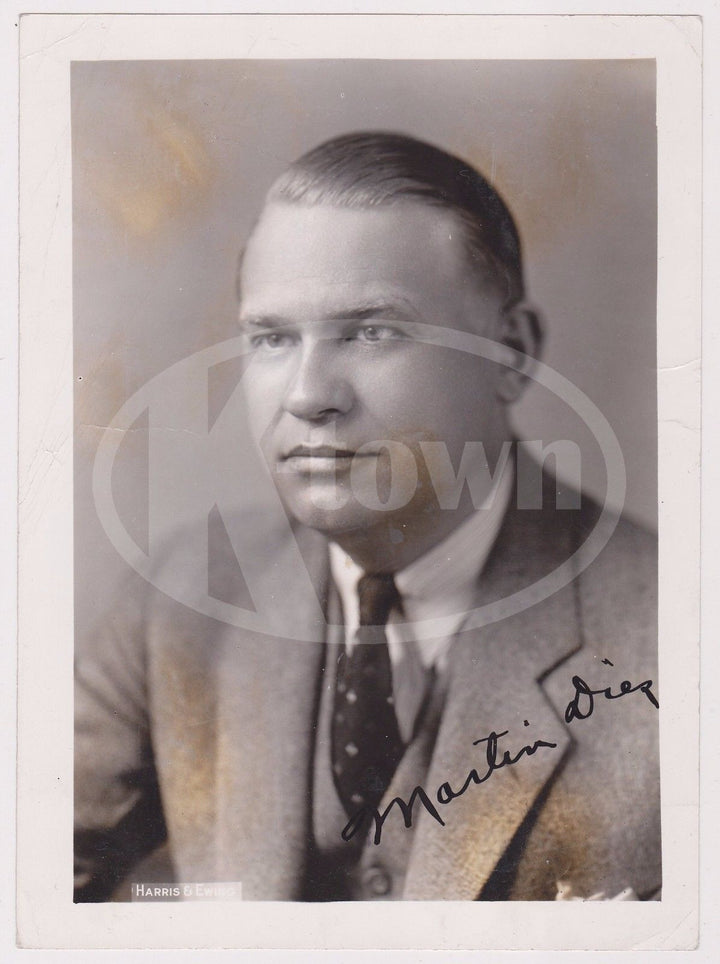 MARTIN DIES TEXAS POLITICIAN ANTIQUE AUTOGRAPH SIGNED HARRIS & EWING PHOTO - K-townConsignments