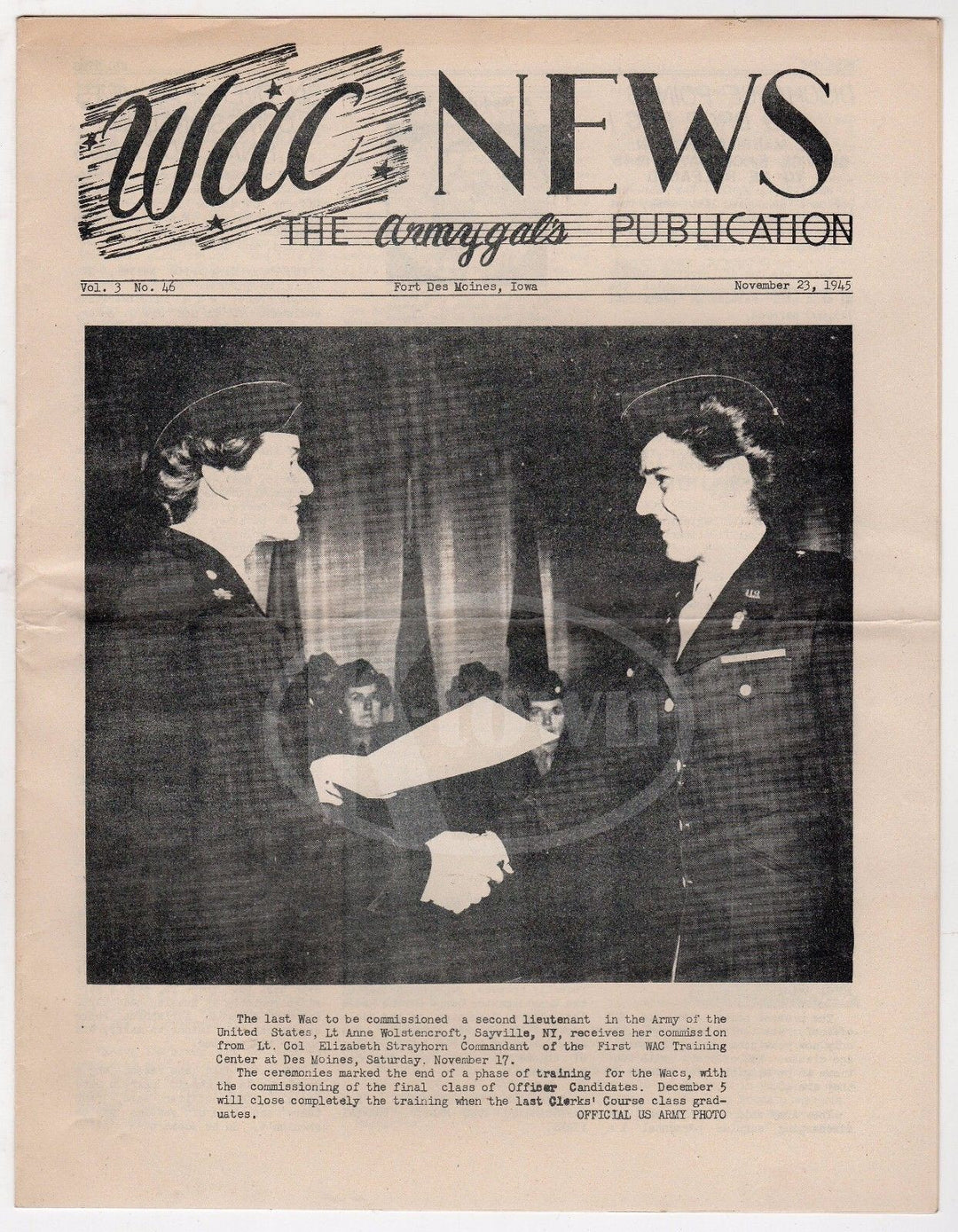 WAC NEWS MILITARY WOMEN #46 VINTAGE WWII GRAPHIC ILLUSTRATED ARMY GALS NEWS MAG - K-townConsignments