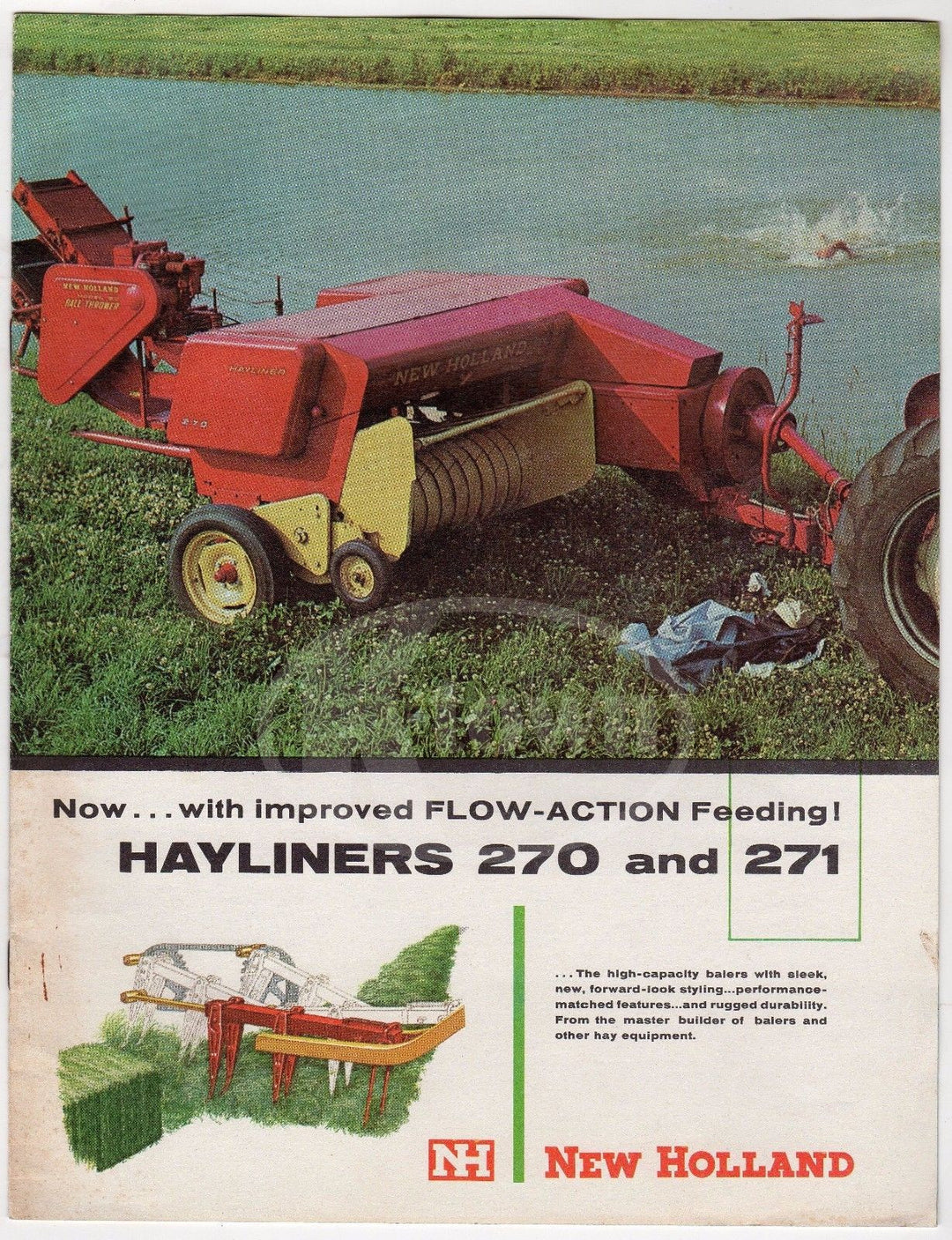 NEW HOLLAND FARM MACHINERY HAYLINER 270 271 VINTAGE GRAPHIC ADVERTISING BROCHURE - K-townConsignments