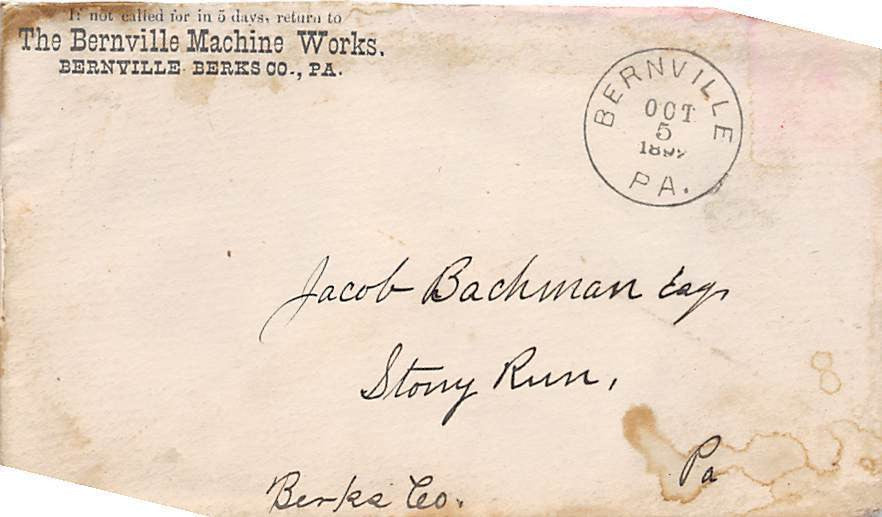 WILLIAM HARPEL BERNVILLE MACHINE WORKS IRON FOUNDRY ANTIQUE AUTOGRAPHED LETTER - K-townConsignments